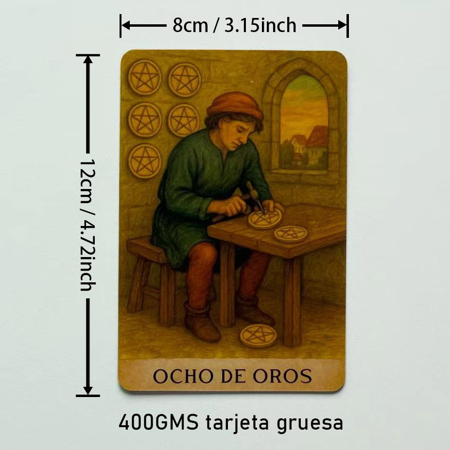 Spanish Tarot Deck, Classic Tarot Cards with PDF Guidebook, For Beginners To Experts Advanced, Divination Game, 12x8cm