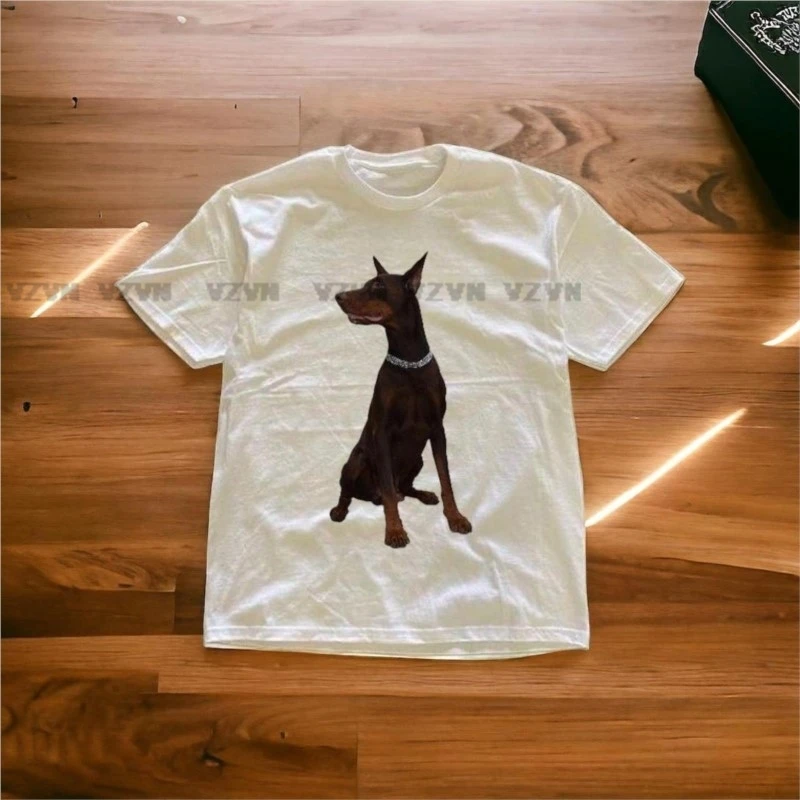 

Doggy Printed Vintage Women Baby Tee Aesthetic Short Sleeve Streetwear Summer Clothing Retro Emo Girl Croped Tops Y2k