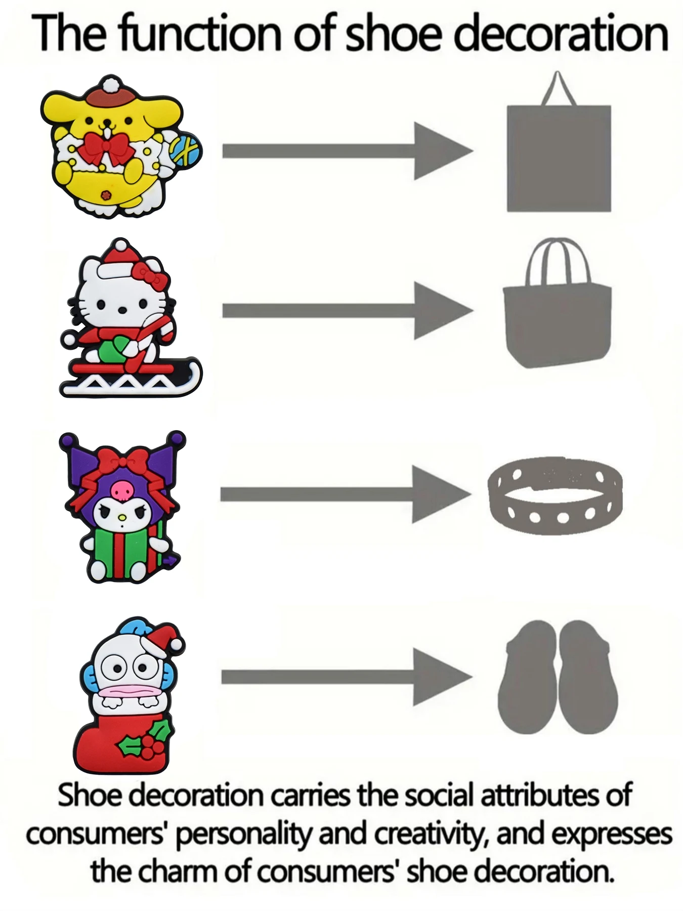 25PCS Mesuca Sanrio HelloKitty Shoe Charm Wholesale PVC Wristband Beach Bag Decor Buckle Detachable DIY Waterproof Party Gift