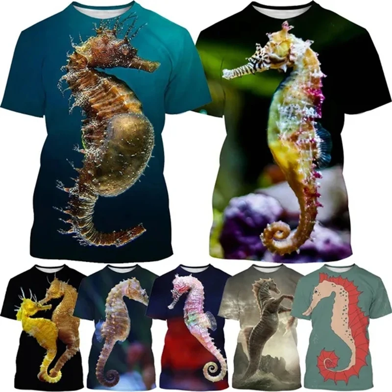 

New Fashion Hot Sale Hippocampus 3d Printed Men's T-shirt Casual Personality Harajuku Style Streetwear Short-Sleeved Top T Shirt