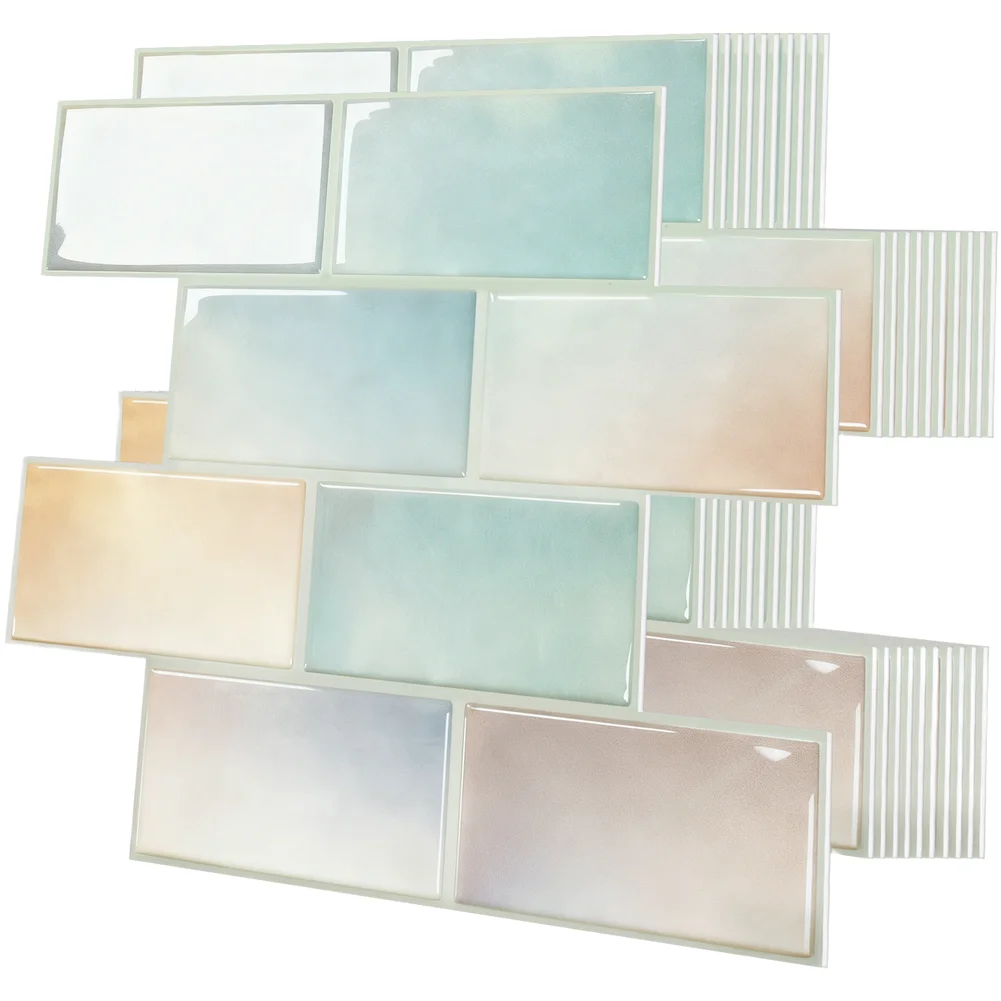 

Современные минималистичные наклейки на стену из ПВХ для декора кухонной плитки, водонепроницаемые, съемные, бежевые, 28,5x28,5x26 см, набор из 10 штук