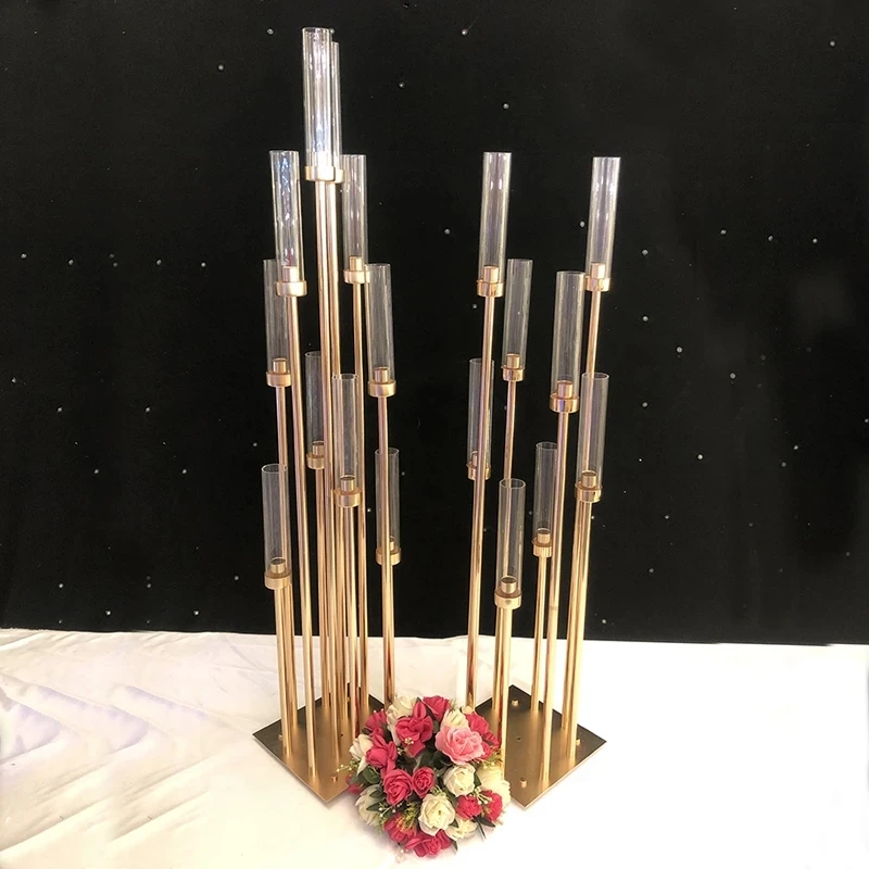 

Metal Candelabra for Wedding, Candle Holders, Road Lead, Table Centerpiece, Gold Candelabrum Stand Pillar, 10 Heads, 8 Heads