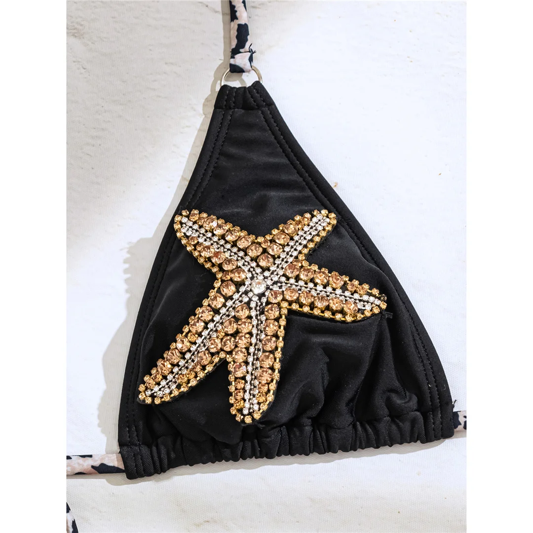 XS - L Diamant-Strass-Stern-Neckholder-Bikini Damen-Badebekleidung Zweiteiliger Bikini-Set Damen-Badeanzug Badeanzug Schwimmanzug V6863 – Detail 6