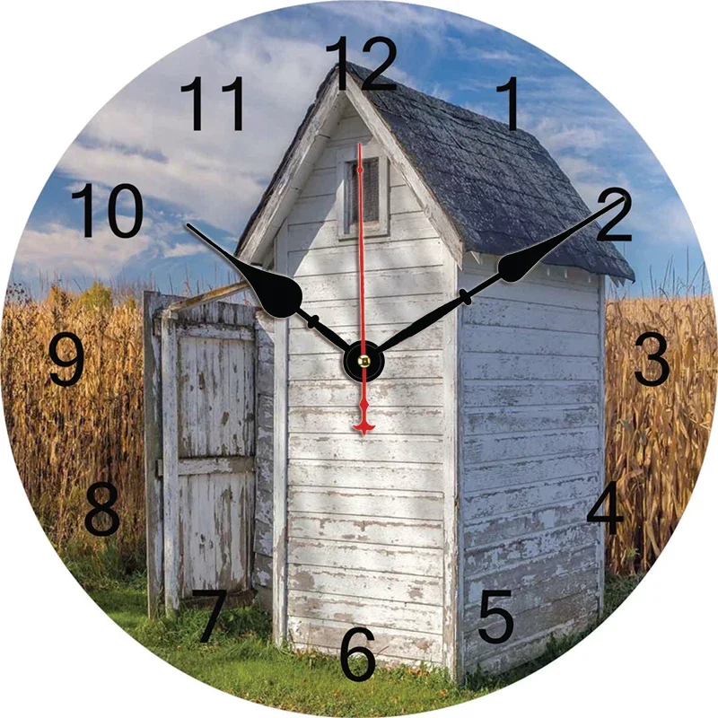 Vintage House Wheat Custom Large Clock Living Room Home Decor Round Wall Clock Quartz Table Clock Bedroom Wall Decoration