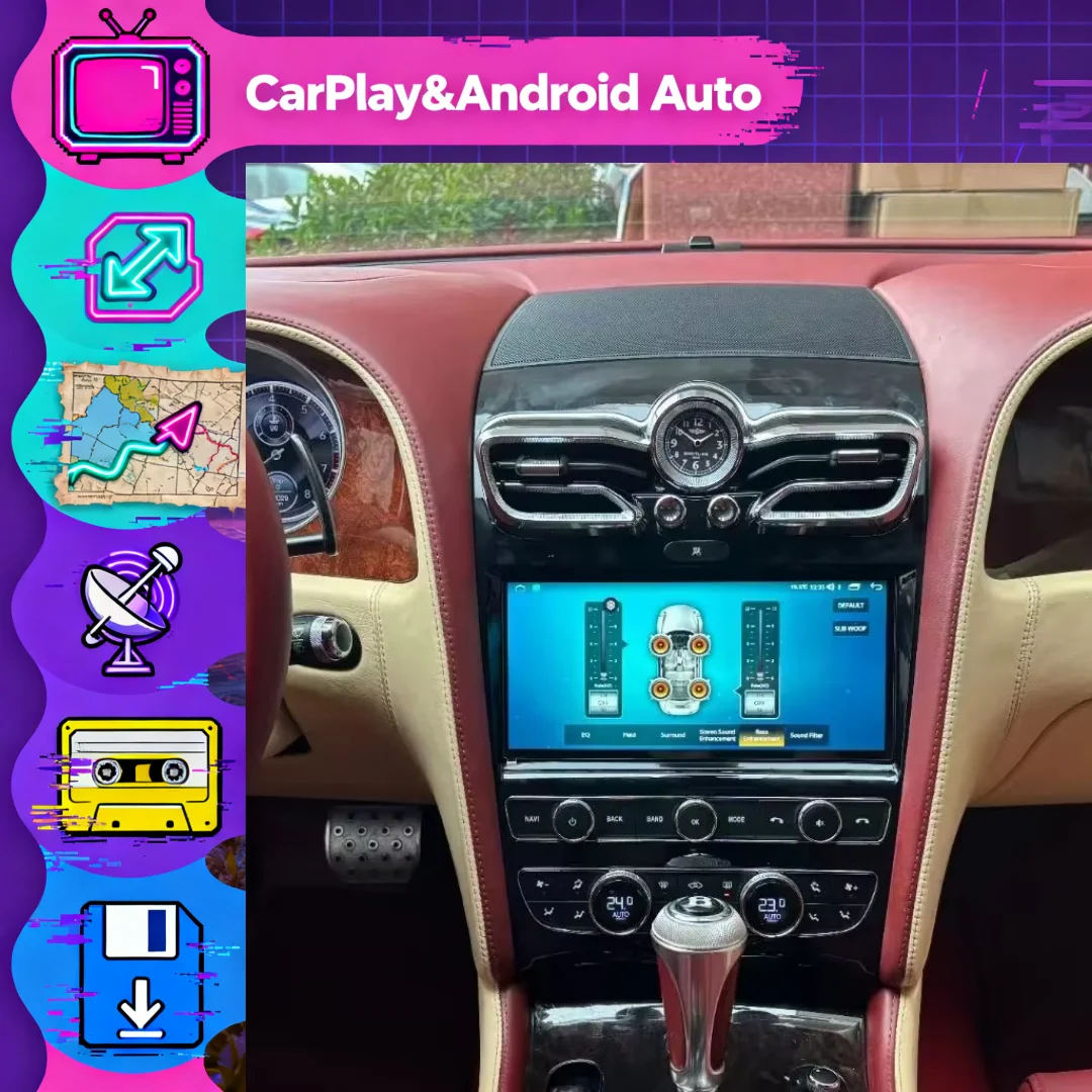 10.9Inch Multimedia Android 14 Video Player For Bentley Continental GT Flying Spur 2005~2019 GPS Navigation Car Radio Head Unit