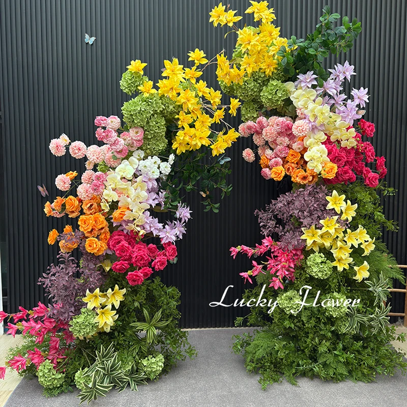 

Artificial Flower Row Horn Shape Arch Decor Wedding Decoration Floral Backdrop Arrangement Hang Flower Row Road Lead Flower Ball