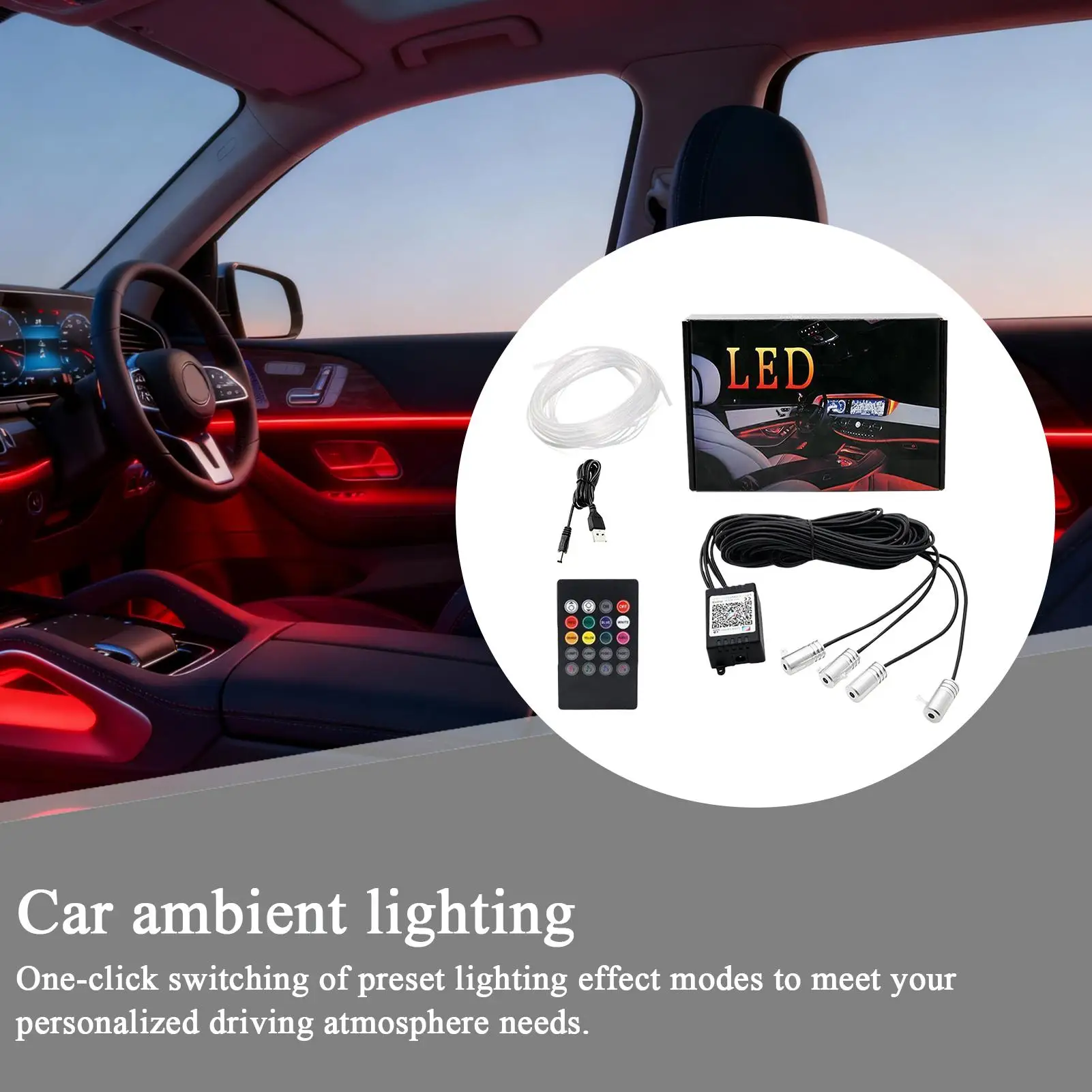 

Car Ambient Lighting Lamp Wireless Remote Control Ambient Foot Strip Light Automotive LED Fiber Optic Cold Lights