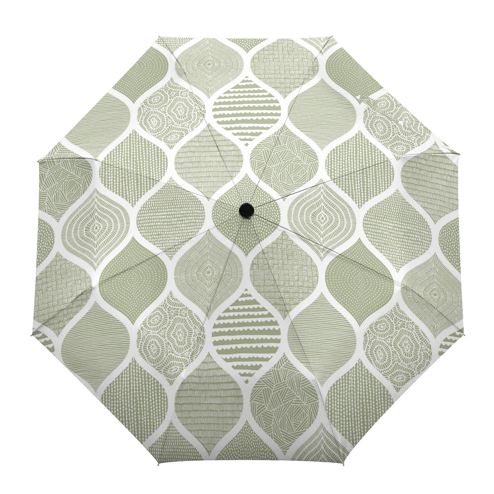 Geometry Moroccan Texture Sage Green Automatic Umbrella Travel Folding Umbrella Portable Parasol Windproof Umbrellas