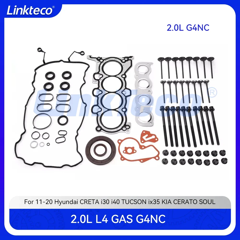 

Engine Head Full Gasket Bolt Set & Intake Exhaust Valve For 11-20 2.0 T L G4NC Hyundai CRETA I30 I40 Ix35 TUCSON KIA SOUL 2.0L