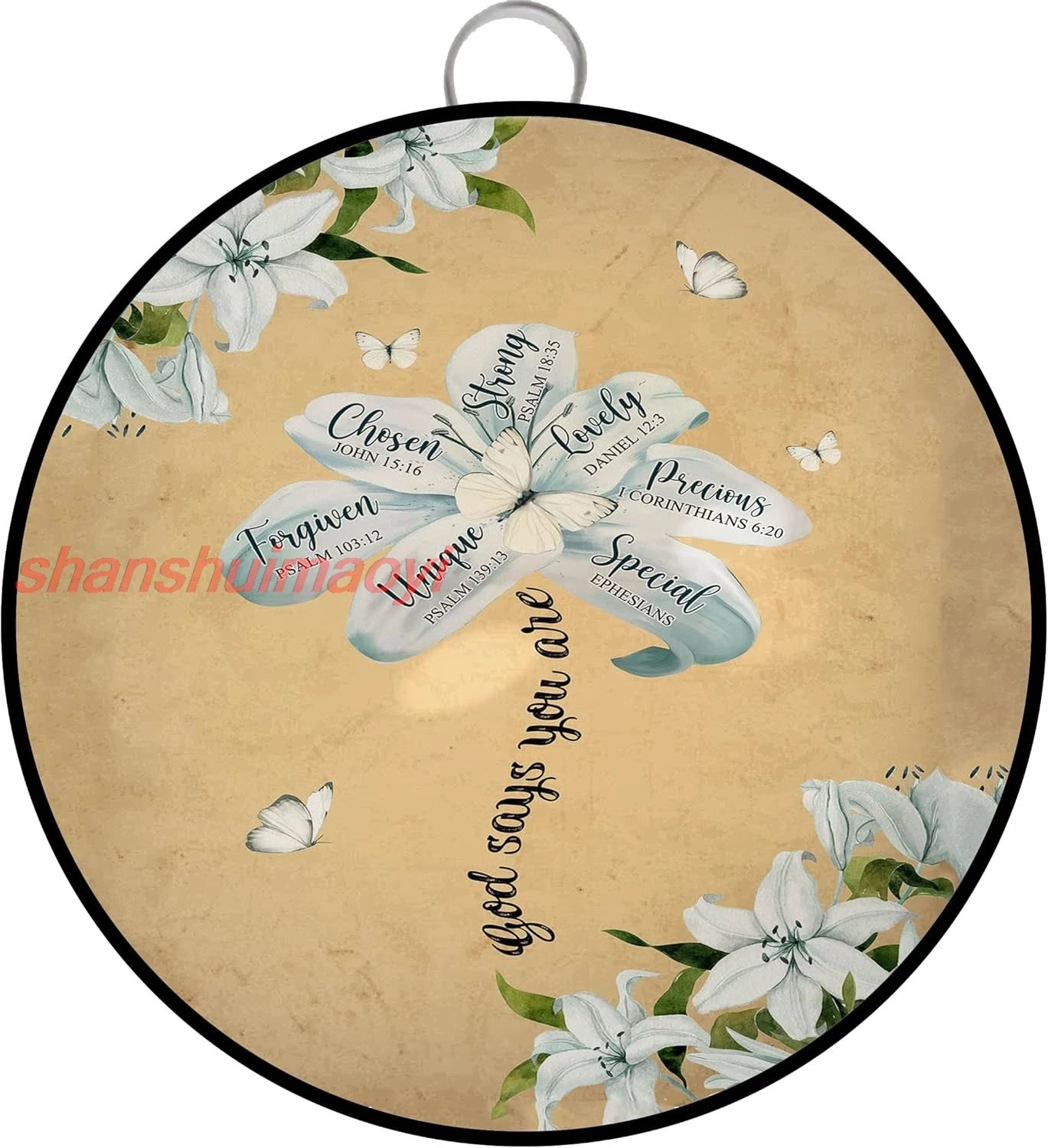 shan tal tin sign White Lily Flowers God Says You Are tin sign White Lily Wall Art God tin sign Gift Metal Sign for Home  1pc
