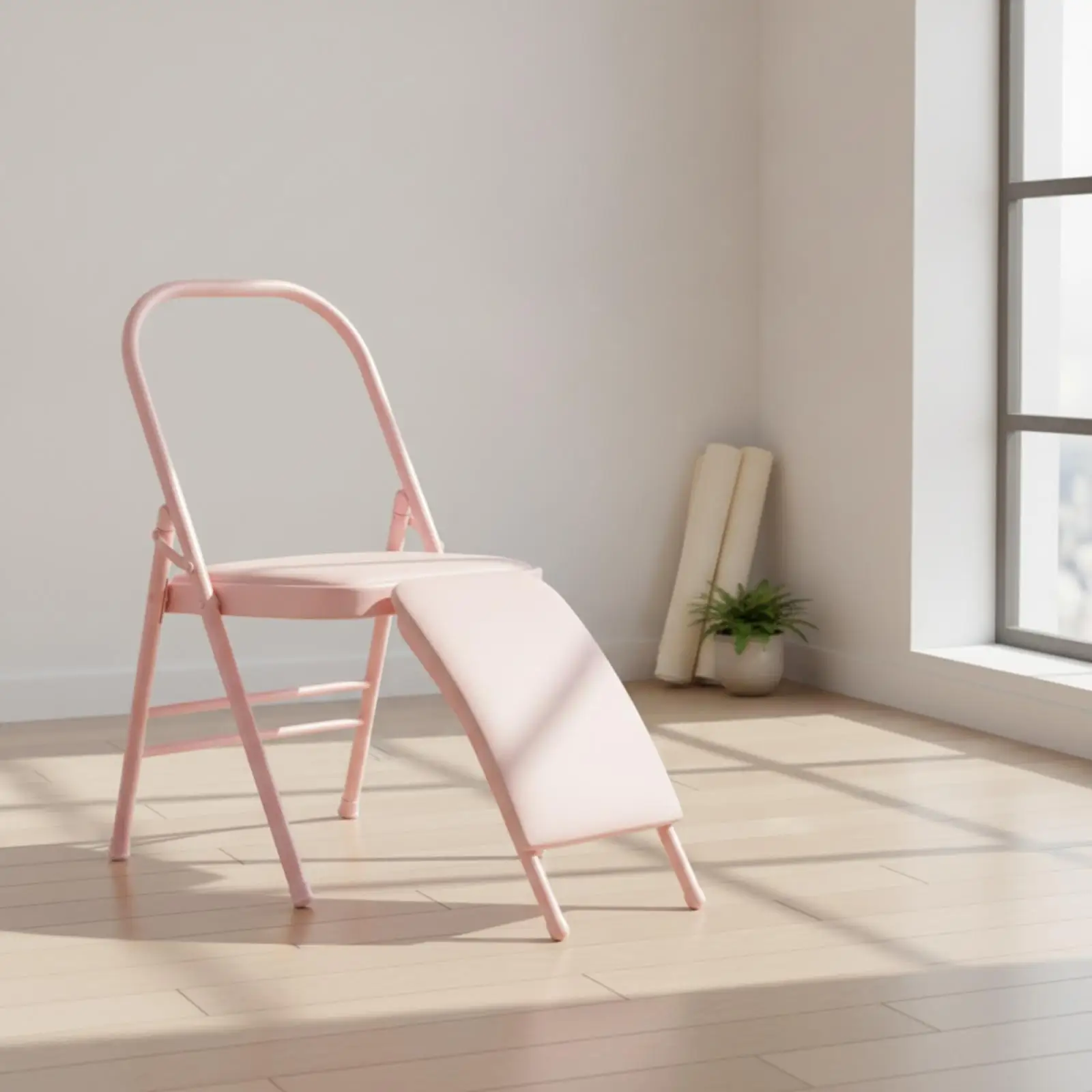 Comfortable Folding Stretching Chair | Padded PU Leather Seat, Thickened Metal Tubular Frame, stretching Chair with Front