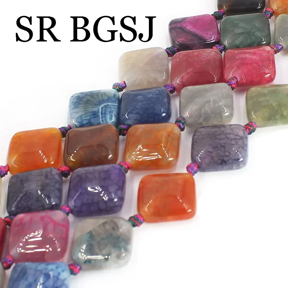 Colorful Rhombus Drip Water-drop Shape Multicolor Crackle Agat Onyx Gems Stone Jewelry Findings Beads Strand 15" image 5