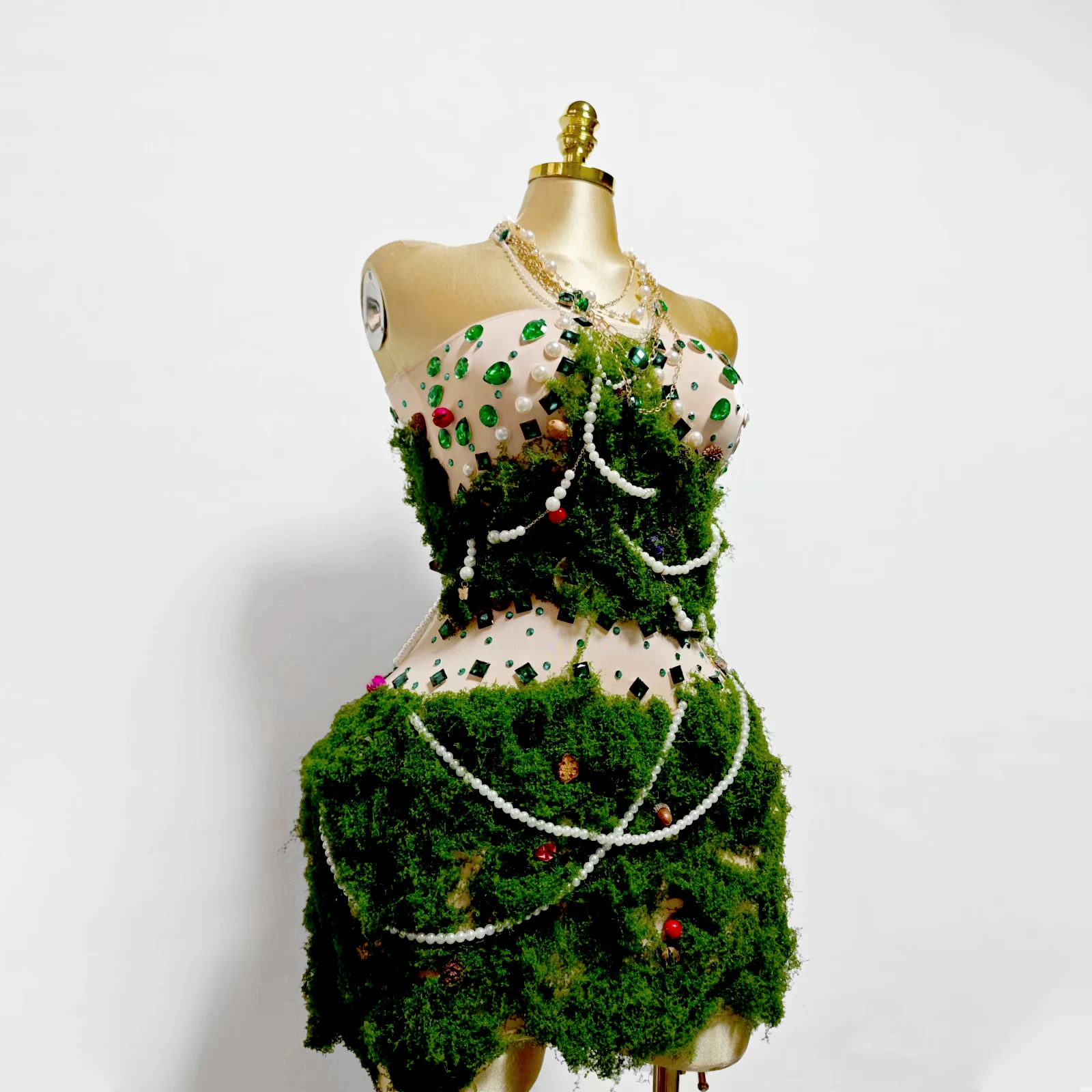 فستان نسائي مثير ومبتكر لؤلؤي أنيق لحفلات أعياد الميلاد فستان موس فستان الرقص لمرحلة الأداء والاحتفال