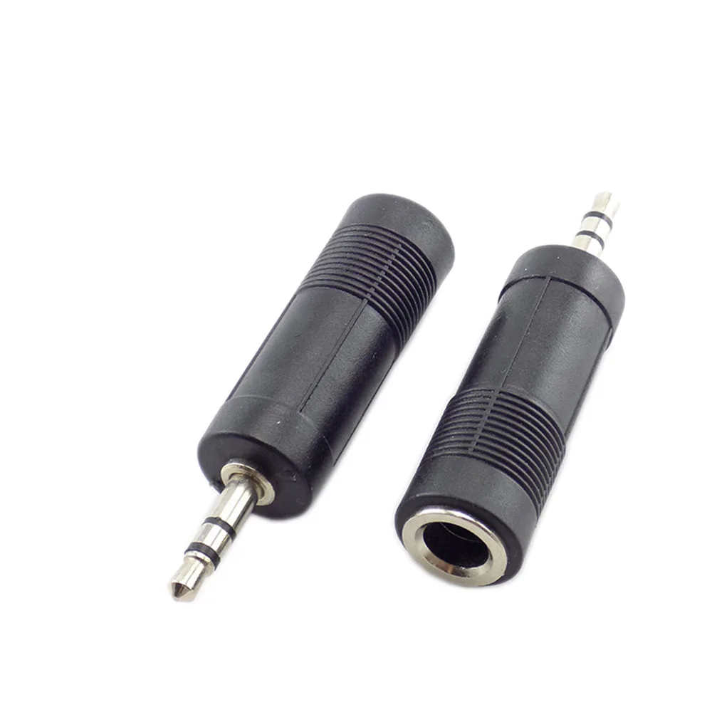 Czarny 6.5 do 3.5 Adapter do słuchawek 3.5mm męski na 6.5mm żeńskie gniazdo wtykowe gniazdo Stereo Audio kabel konwertera Adapter