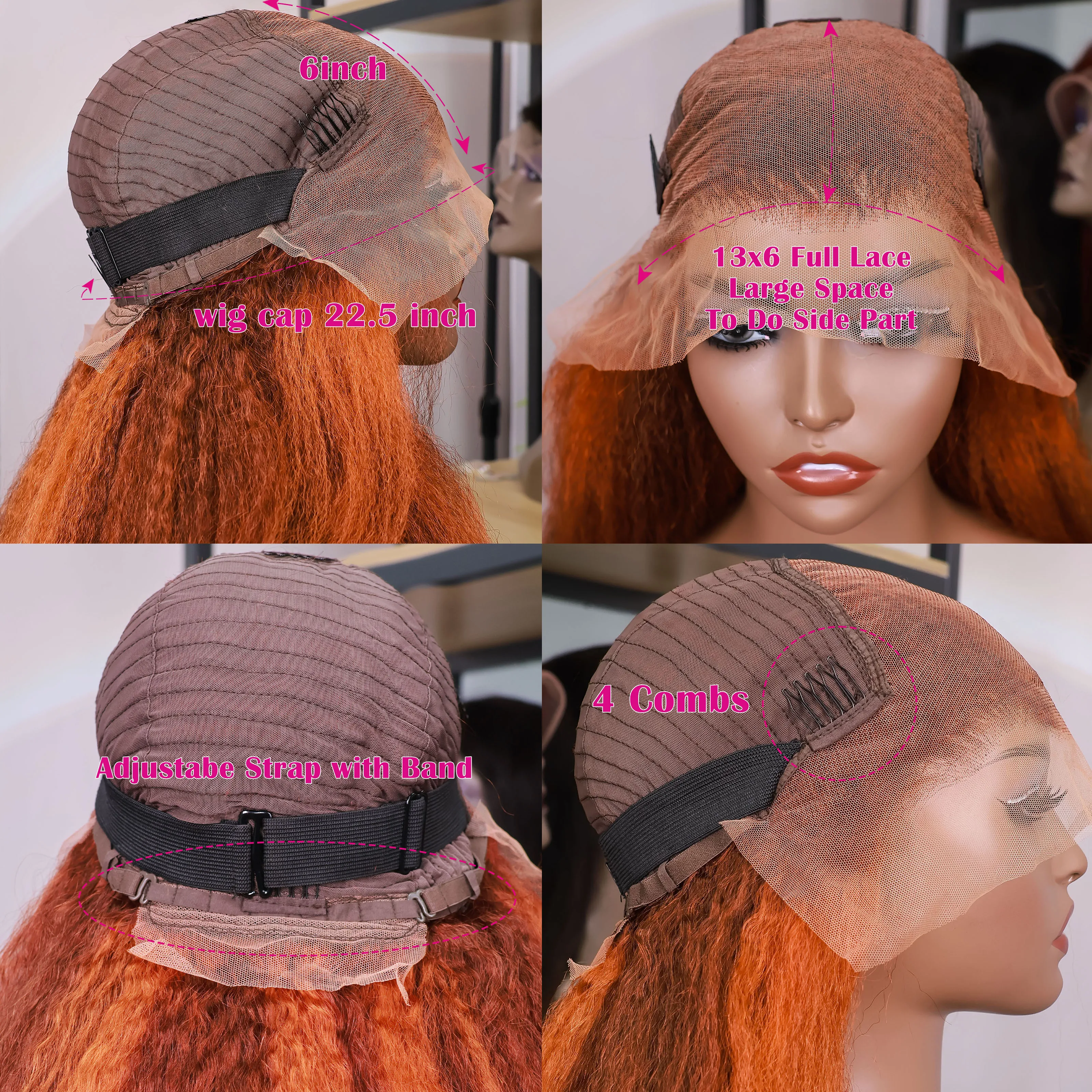 4/350 براون الزنجبيل البرتقالي غريب شعر طبيعي مفرود الباروكات 13x6 Hd الدانتيل الباروكة الأمامية 100% البرازيلي قبل قطعها خصلات الشعر المستعار 30 بوصة