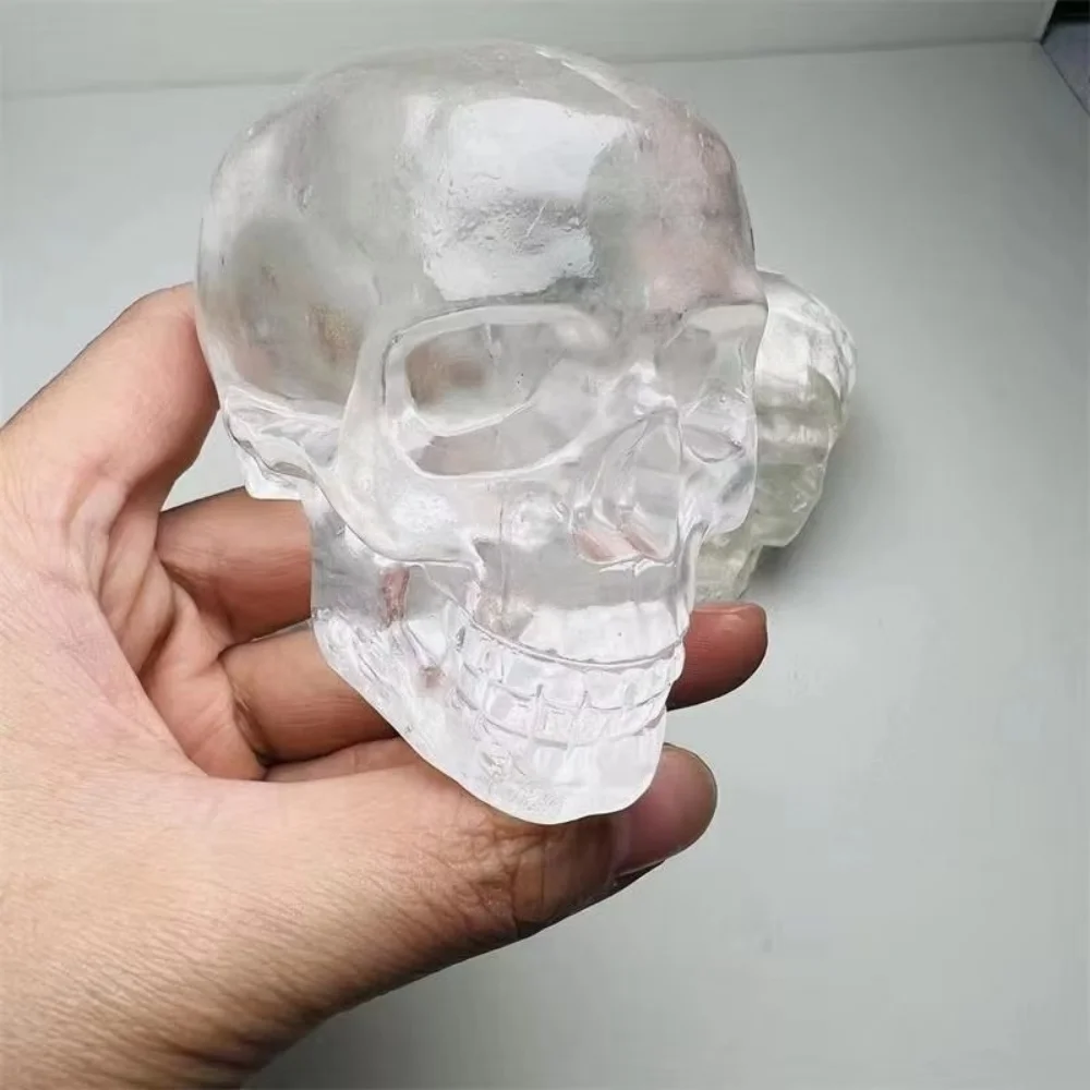 Natural Clear Quartz Crystal Skulls Figurine Polished Healing Crystal stone ,Mineral Specimen,Crystal Energy and Home Decoration