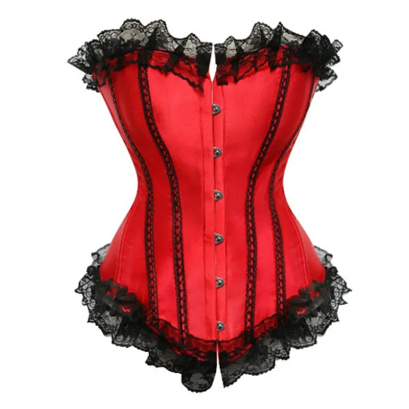 Womans Vintage Corsets and Bustiers Classic Palace Bustier Lace Trim Corsets Burlesque Outfits Fiesta Party Costumes Plus Size