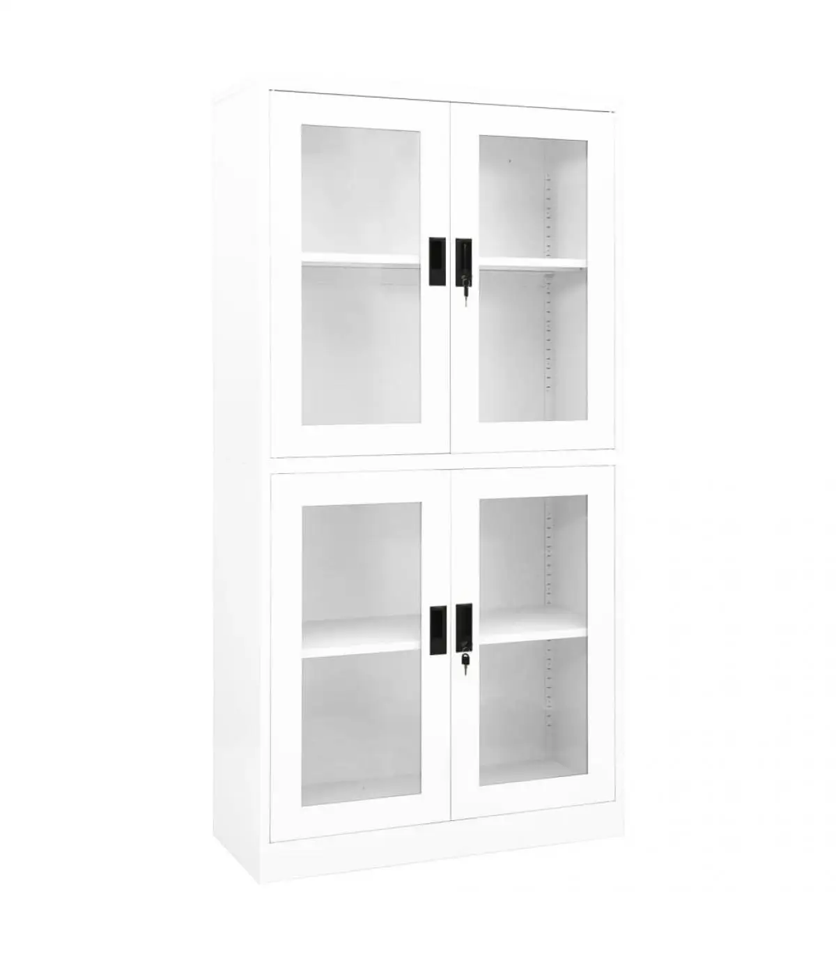 Lockers and Lockers Storage Cabinet Office Steel Tempered Glass White 90x40x180 cm