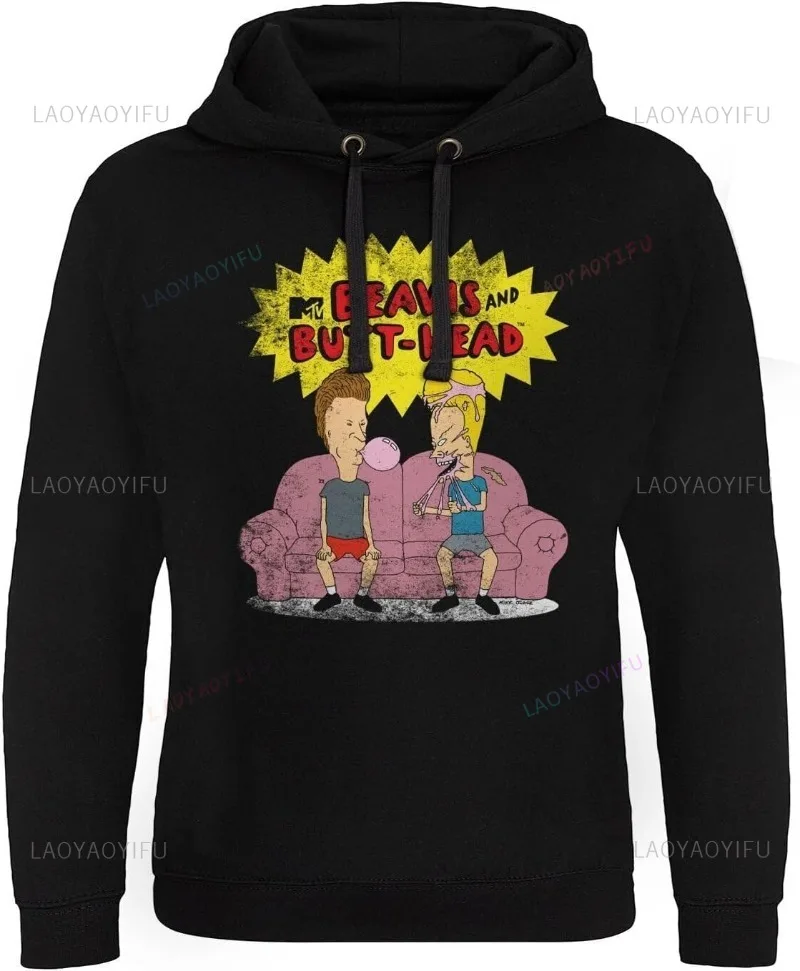سترة Beavis and Butt-Head مرخصة رسميًا بقلنسوة ملحمية Beavis and Butthead ملابس مضحكة قميص حراري برسومات جرافيك