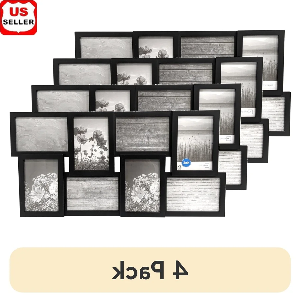 

8 Opening Collage Picture Frame 4x6 Photos Black Wall Mount Tabletop Display Home Decor Glass Included
