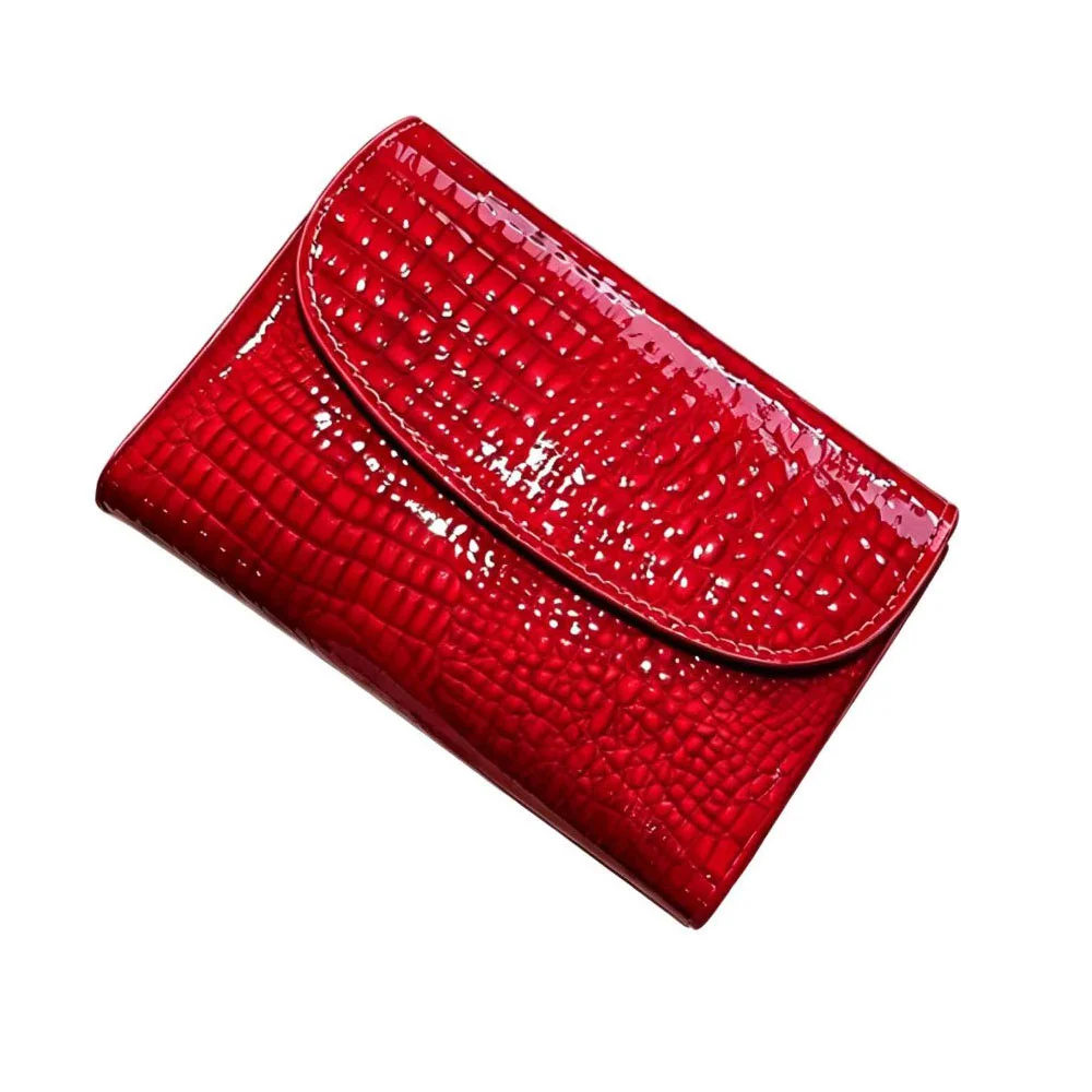 Magnetic Clasp Short Ladies Genuine Leather Wallet 2026 New Alligator Cow Leather Purse Woman RFID Card Holder Mini Clutch