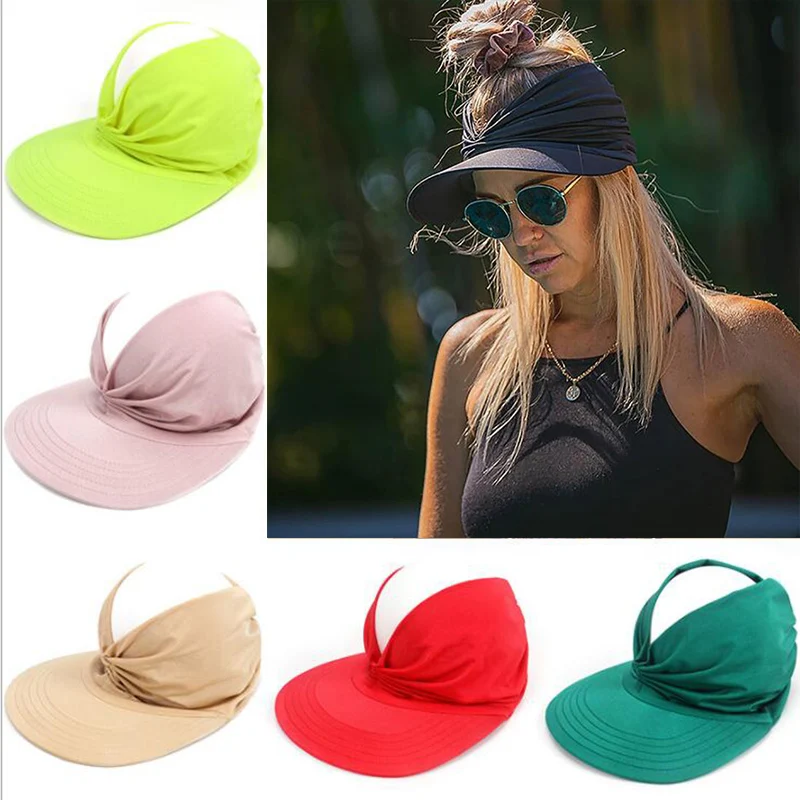 

Elastic Hollow Top Hat Summer Sun Hats for Women Elastic Women's Sun Visor Anti-ultraviolet Casual Caps Gorras 9Colors
