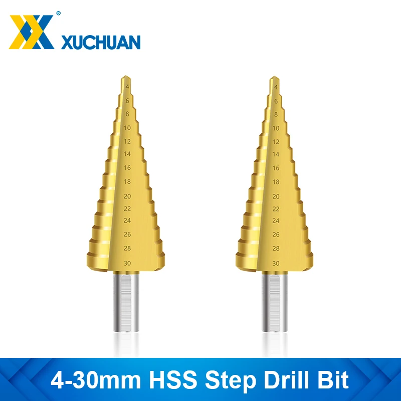 

4-30mm HSS Straight Groove Step Drill Bit Titanium Coated Wood Metal Hole Cutter Core Drilling Tools Set