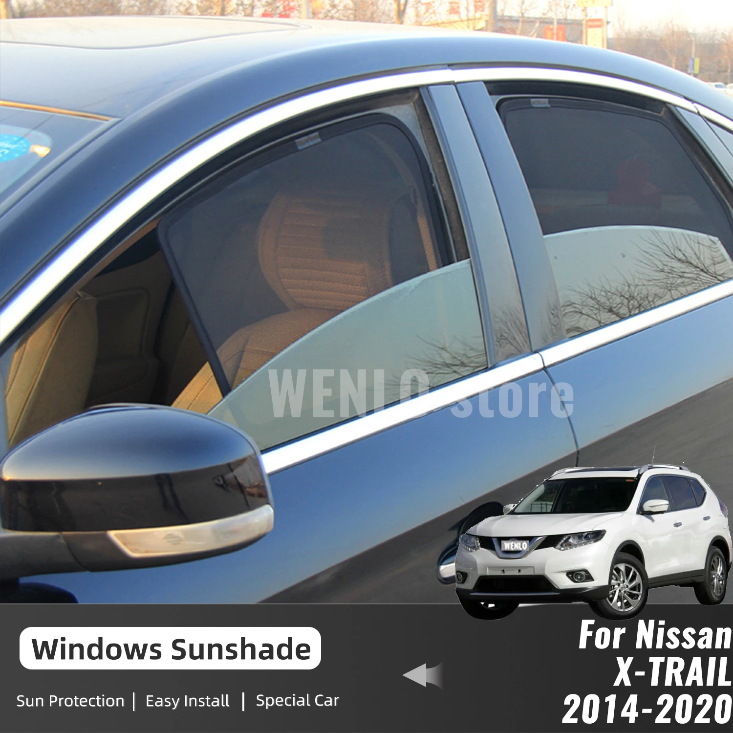 

For Nissan X-Trail Rogue 2014-2020 T32 Rear Side Window Sun Shade Visor Car Sunshade Magnetic Front Windshield Mesh Curtain