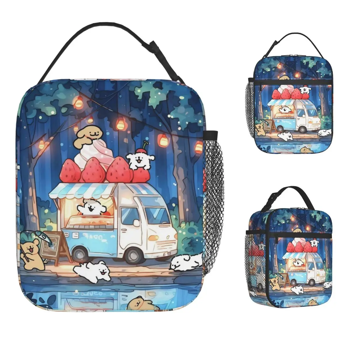 Line Dogs Lunch Bag Portable Lunch Box Unisex Travel Designer Cooler Bag Casual Oxford Tote Food Bags