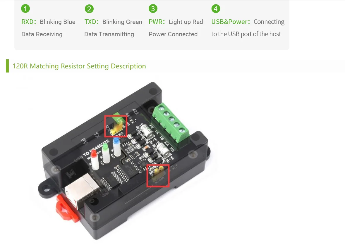 USB zu RS485/422 Industrie-Isolation konverter ft232rnl und sp485een Chip-Schema, eine Vielzahl von Schutzsc haltungen – Detail 4
