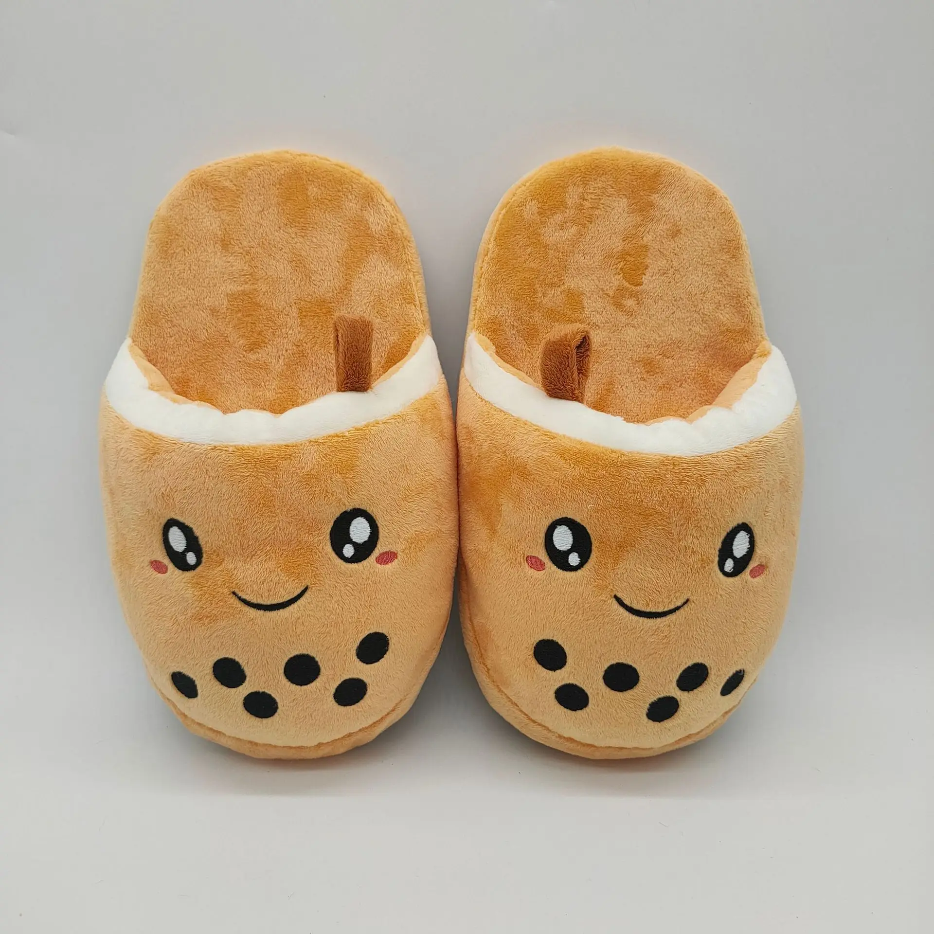 Cartoon Boba Milk Tea Plush Slippers Pearl Milk Tea Autumn and Winter Home Slippers Warm Soft Sole Shoes Girls Gifts