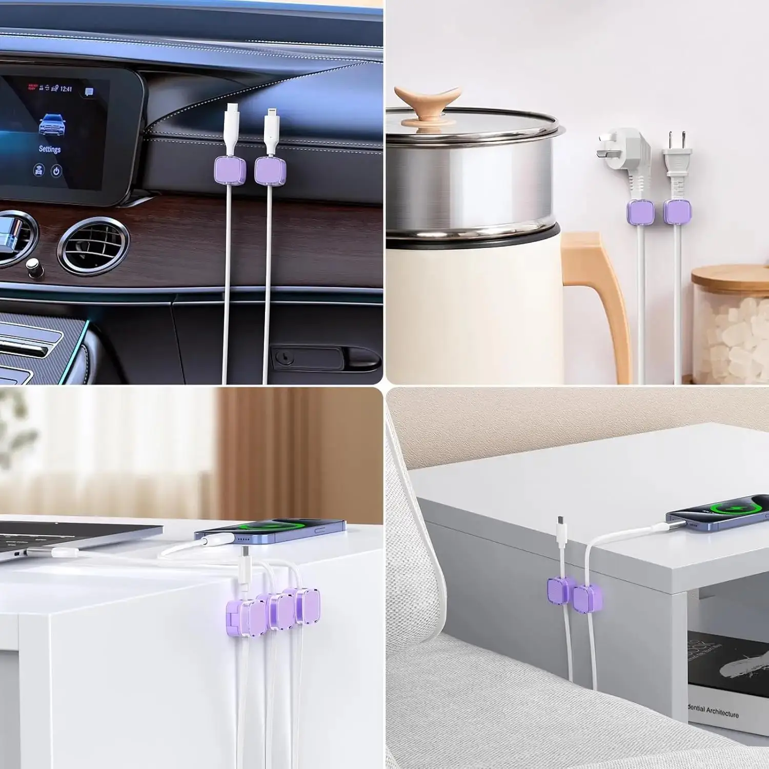 مقاطع كابلات مغناطيسية كابل USB حامل سلك قابل للتعديل سلس تحت مكتب إدارة الكبلات حارس الأسلاك منظم الكابلات حامل الخط