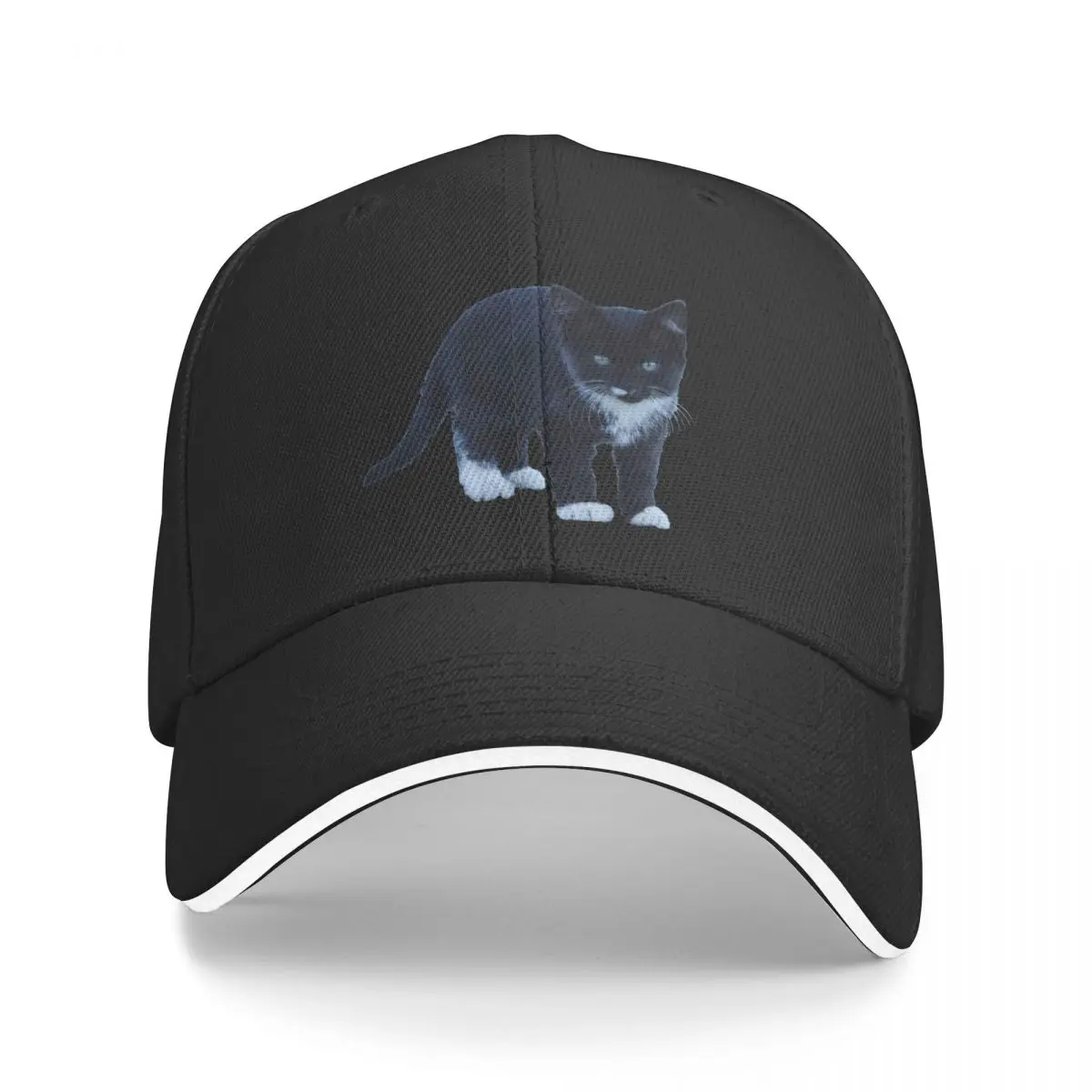 Black and White Tuxedo kitten Baseball Cap Sunscreen Trucker Cap Woman Hats Men's