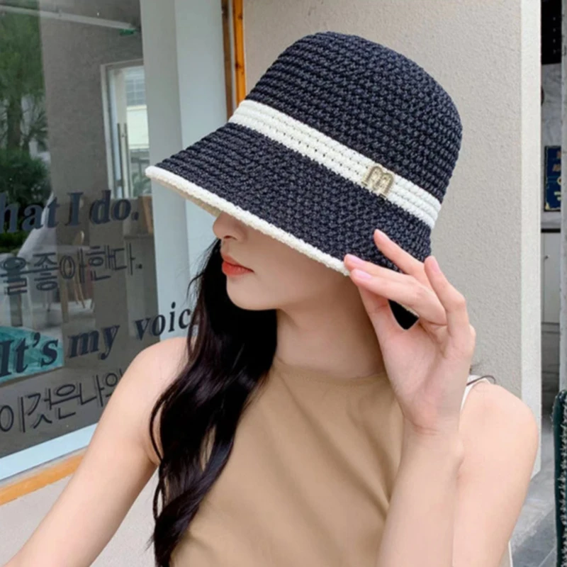 1PC New Outdoor UV Protection Sun Hat Summer Women\'s Bucket Foldable Basin Sunscreen Cap Hollow Stitching Panama Hats Fisherman