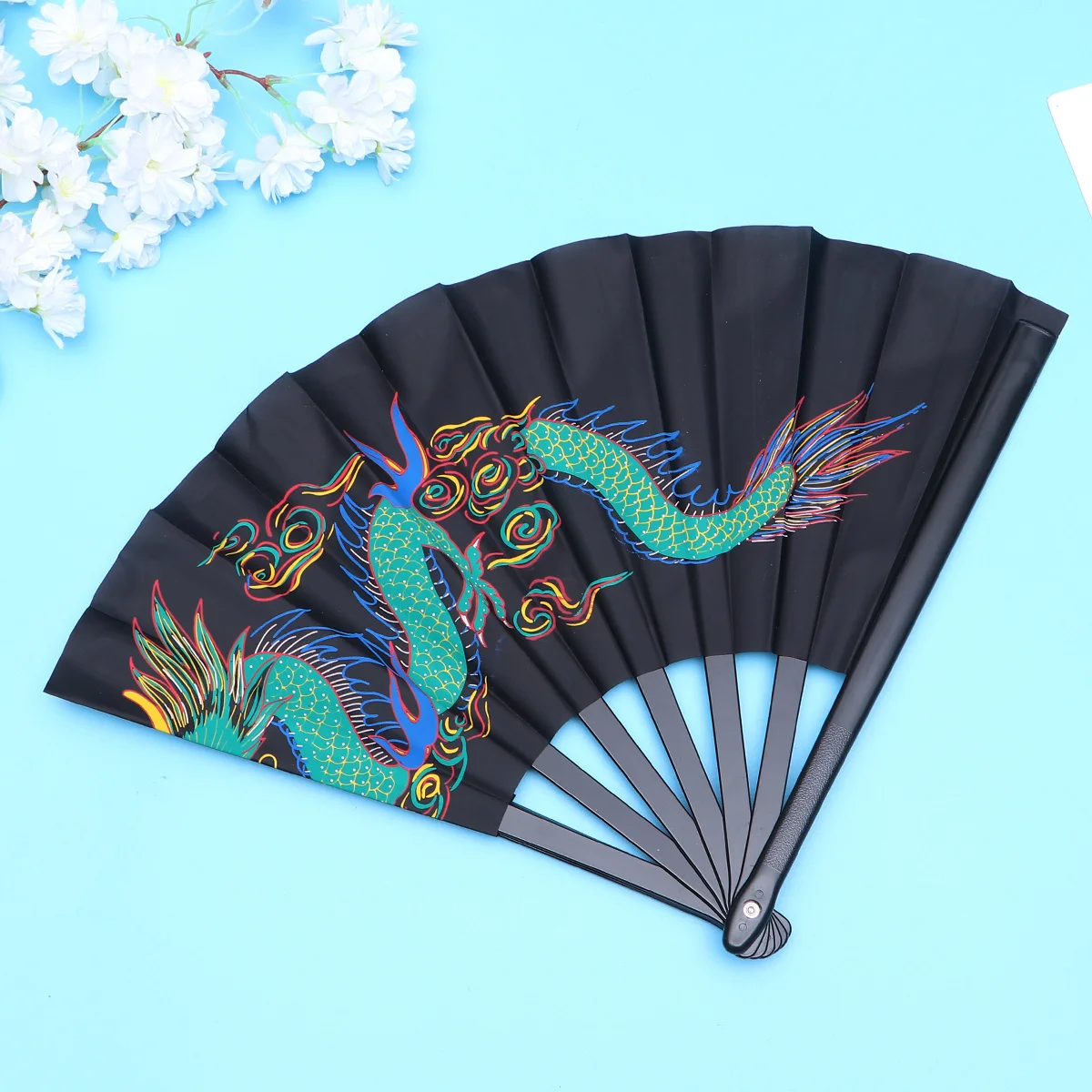 

1pc Dragon Martial Arts Durable Folding Hand Fan For Kung Fu Taichi Dance Performance Festival Wedding Decoration Plastic