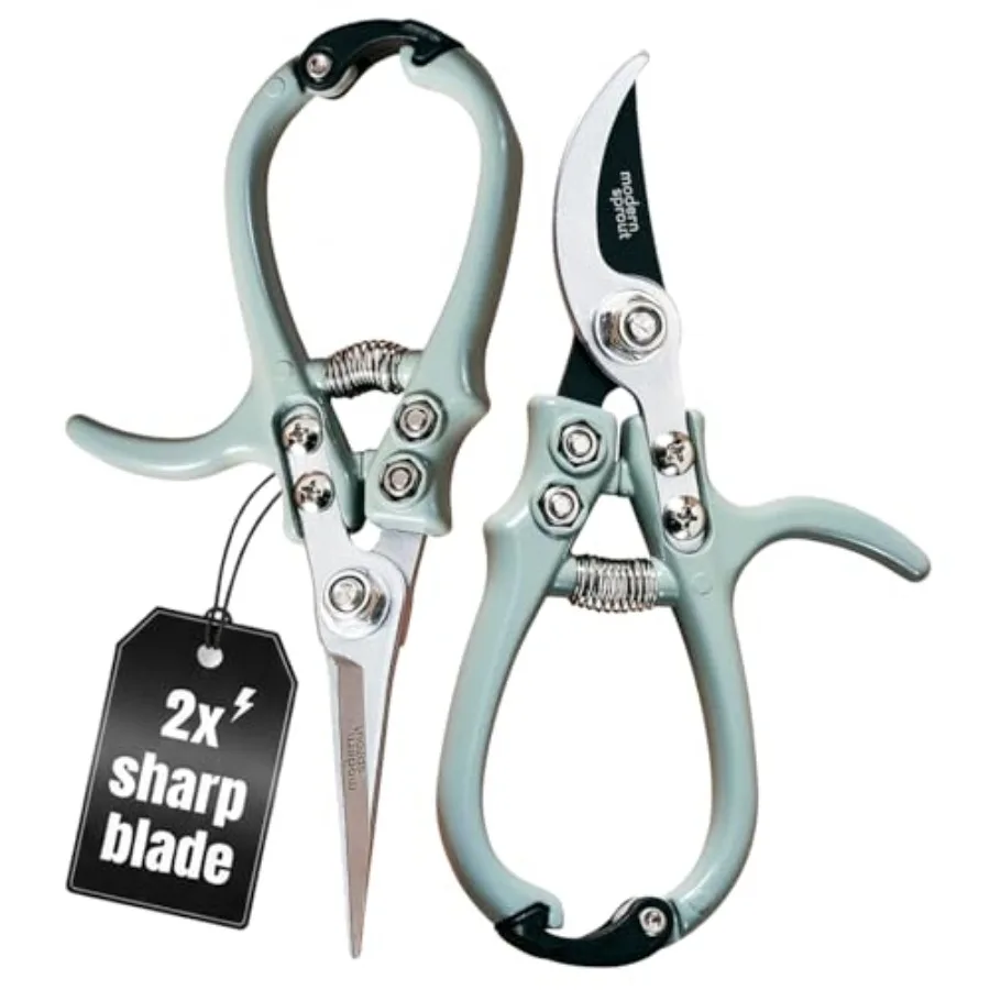 

Hand Pruners and Shears Set with Blister Pack - Lightweight Gardening Tools with Easy Lock - Sharp Carbon Steel Blades -Rust Re
