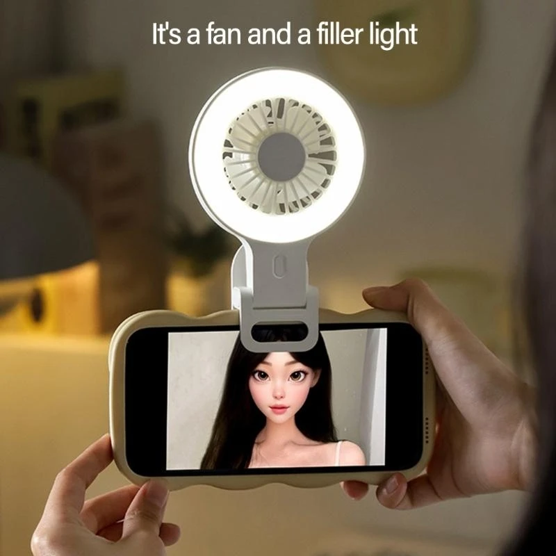 3 سرعة مروحة صغيرة مع LED LED المتكامل وسطوع الهاتف القابل للتعديل لتعزيز النشاط في الهواء الطلق والداخلي H05A