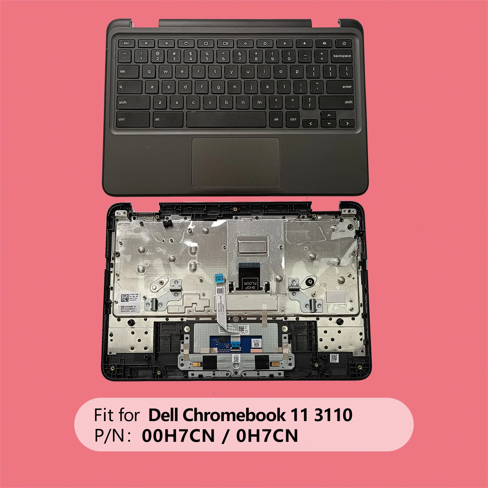 حافظة علوية Palmrest لأجهزة الكمبيوتر المحمول DELL Chromebook 11 3110 Upsell 11.6 بوصة مع لوحة مفاتيح ومسند راحة اليد ولوحة اللمس ومجموعة 00H7CN