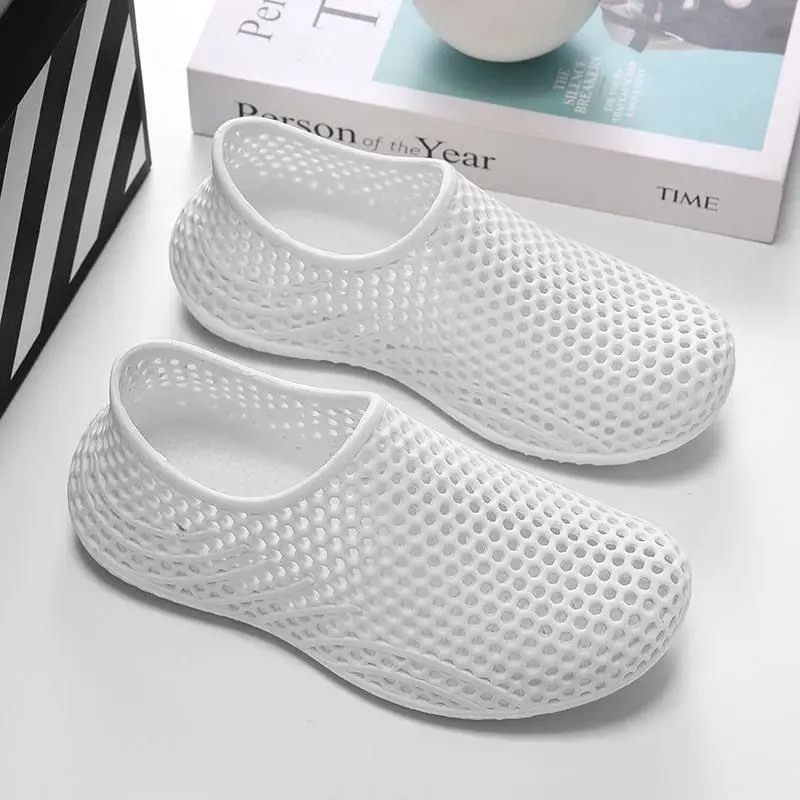 3D Printed Hollow out Casual Summer Men's Women's Lightweight Breathable Anti-Slip Sporty Beach Shoes Slip-On PVC Sole