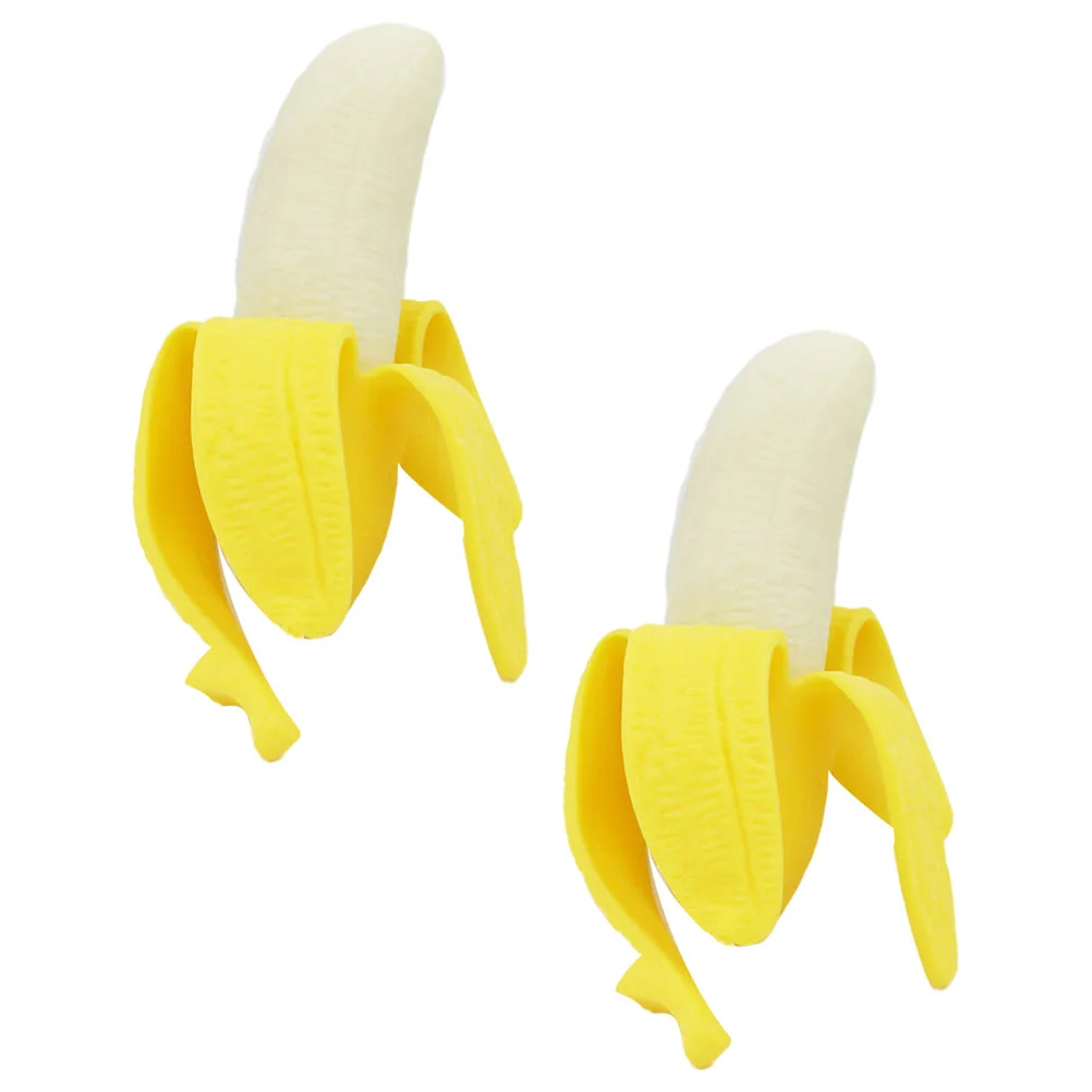 2 Pcs Stress Reliever Banana Squeeze Toy Child Kids Adorable Decompression Toys