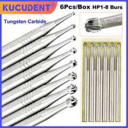 6Pcs/Box Round HP Tungsten Steel Burs Dental Carbide Ball Strawberries Tungsten Drill Bits HP Round Head for Low Speed Handpiece