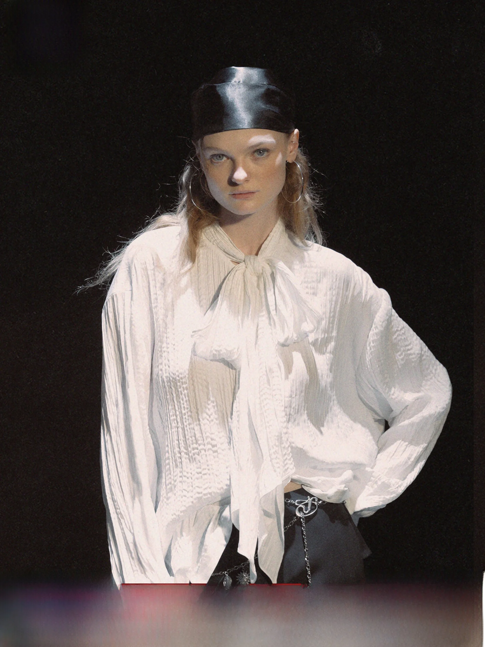 

French Style Long Sleeve Knot Hem Shirt Immune System Women's Loose Fit Regular Length Polyester Spring 2024