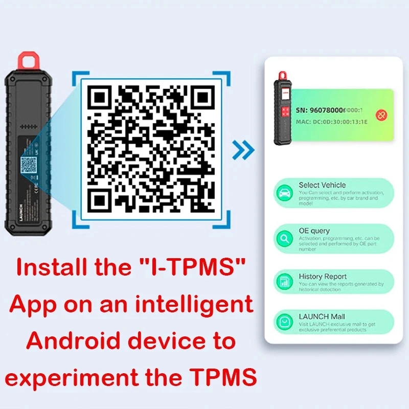 Launch i-TPMS Tire Pressure Detector Upgrad of TSGUN RF Sensor Can work standalone by i-TPMS APP Launch X431 V V+ Pro3 PRO3S+