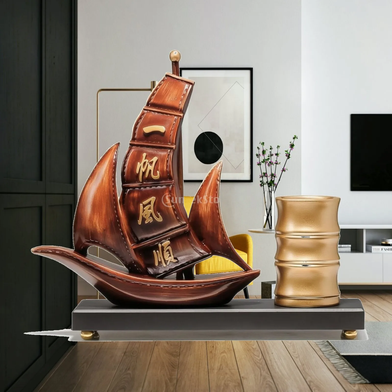 resin-sailboat-pen-holder-nautical-sailboat-shaped-desktop-ornament-decorative-desk-organizer-stable-tabletop-decoration