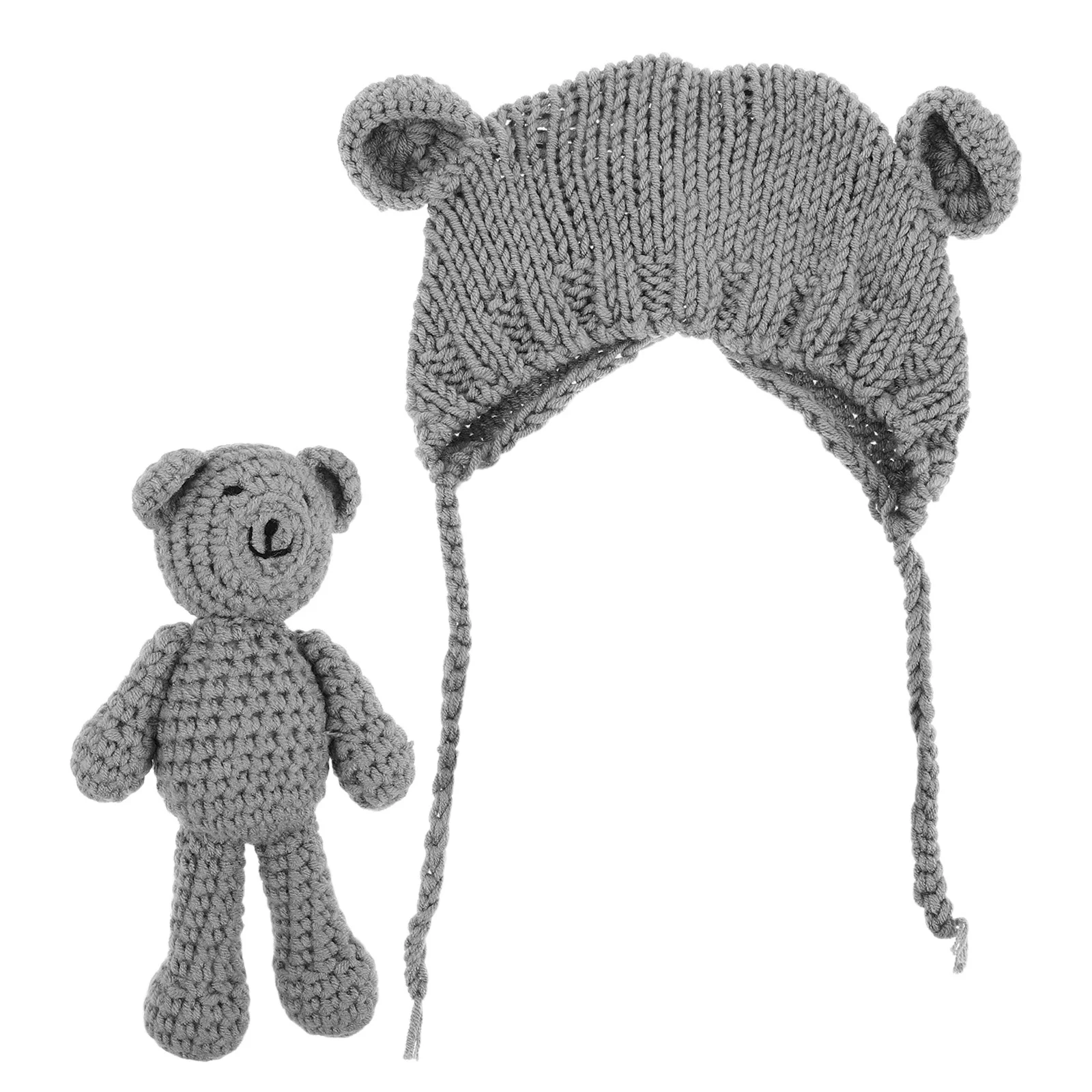 1 مجموعة الطفل تصميم الرضع متماسكة قبعة الشتاء الوليد التصوير التبعي لينة قبعة دافئة الرضع الدب قبعة