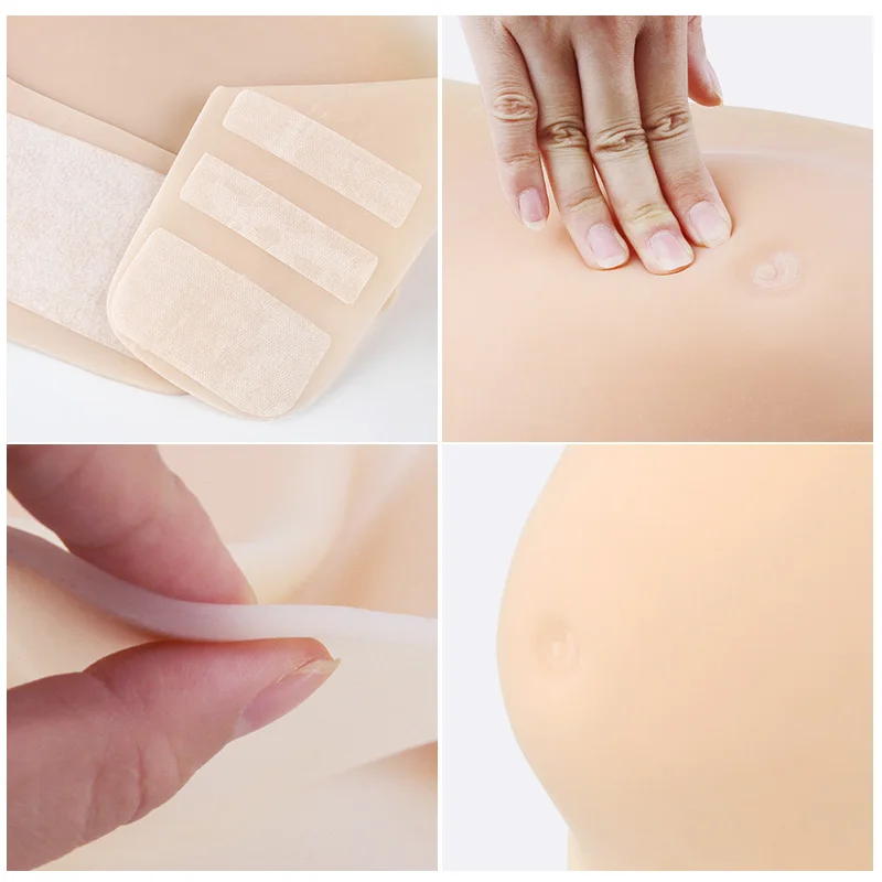 ONEFENG Skinless Belly 1300-1550g Fake Stomach Real Skin Silicone Belly for Drag Queen Crossdresser Fake Pregnant