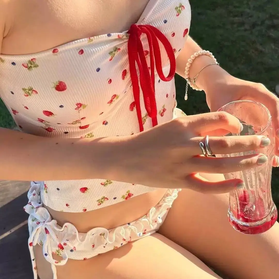 Sweet Bikini Swimsuit Female American Style Bandage Design Mini Swimsuit Summer Beachwear Female Fashion Swimwear