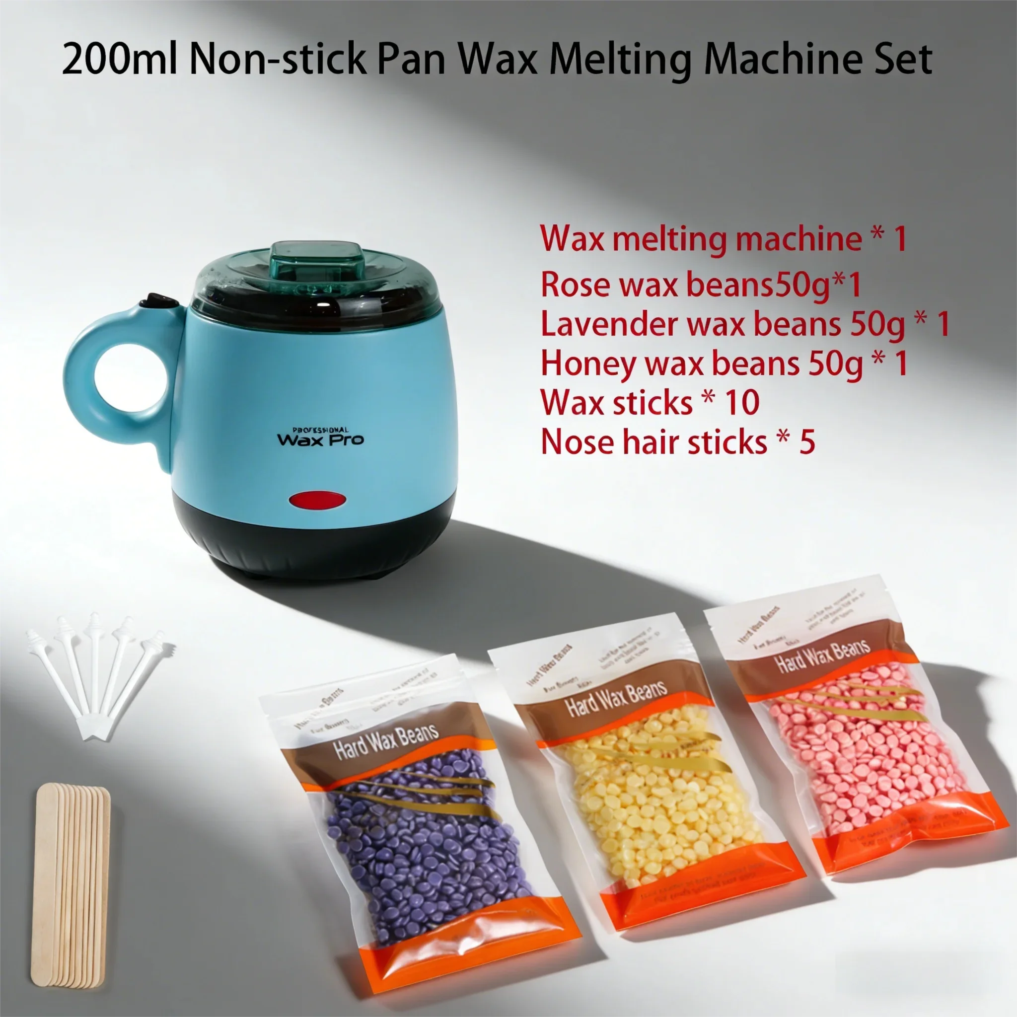 2026 Upgrade 200ml EU Plug Portable Hair Removal Wax Heater Kit with 6/3 Natural Wax Beans for Full Body & Facial Use
