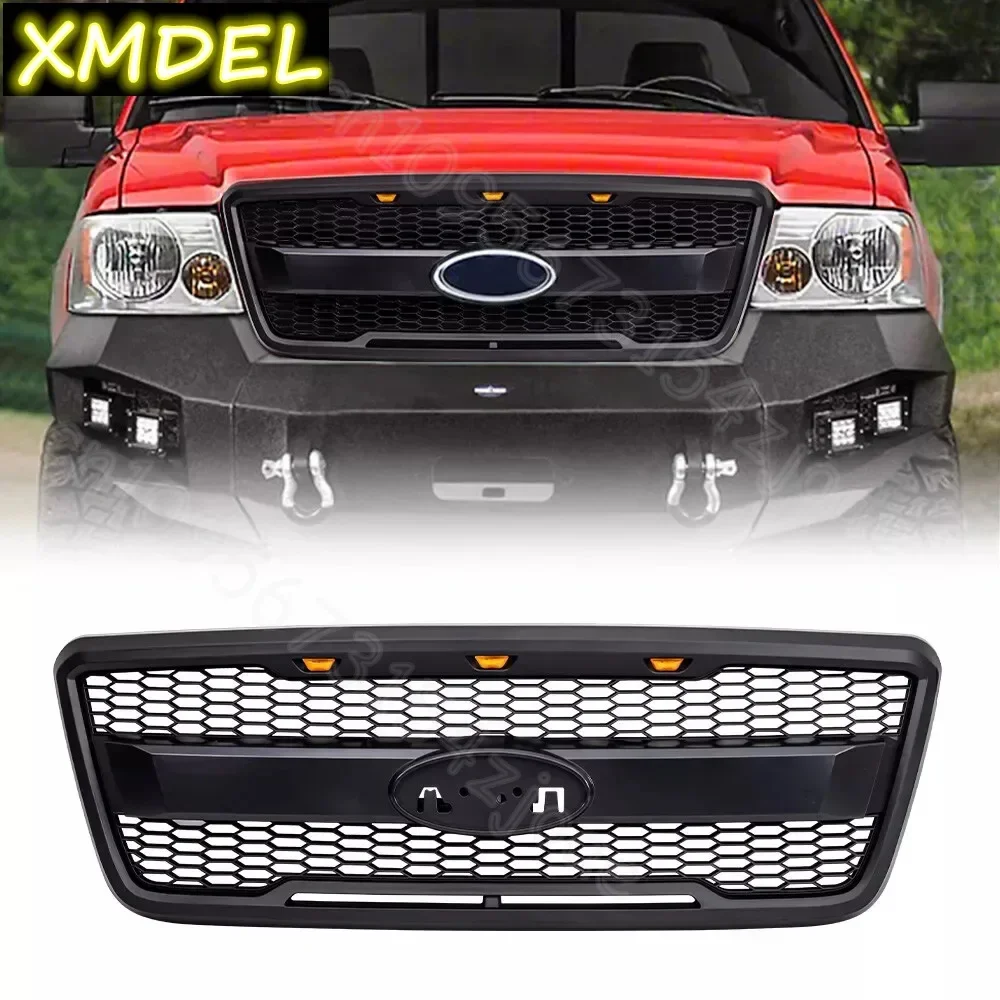 

Front Center grill Bumper Raptor Grille Centre Panel Upper Grill With LED Light for F-150 Ford F150 2004 2005 2006 2007 2008