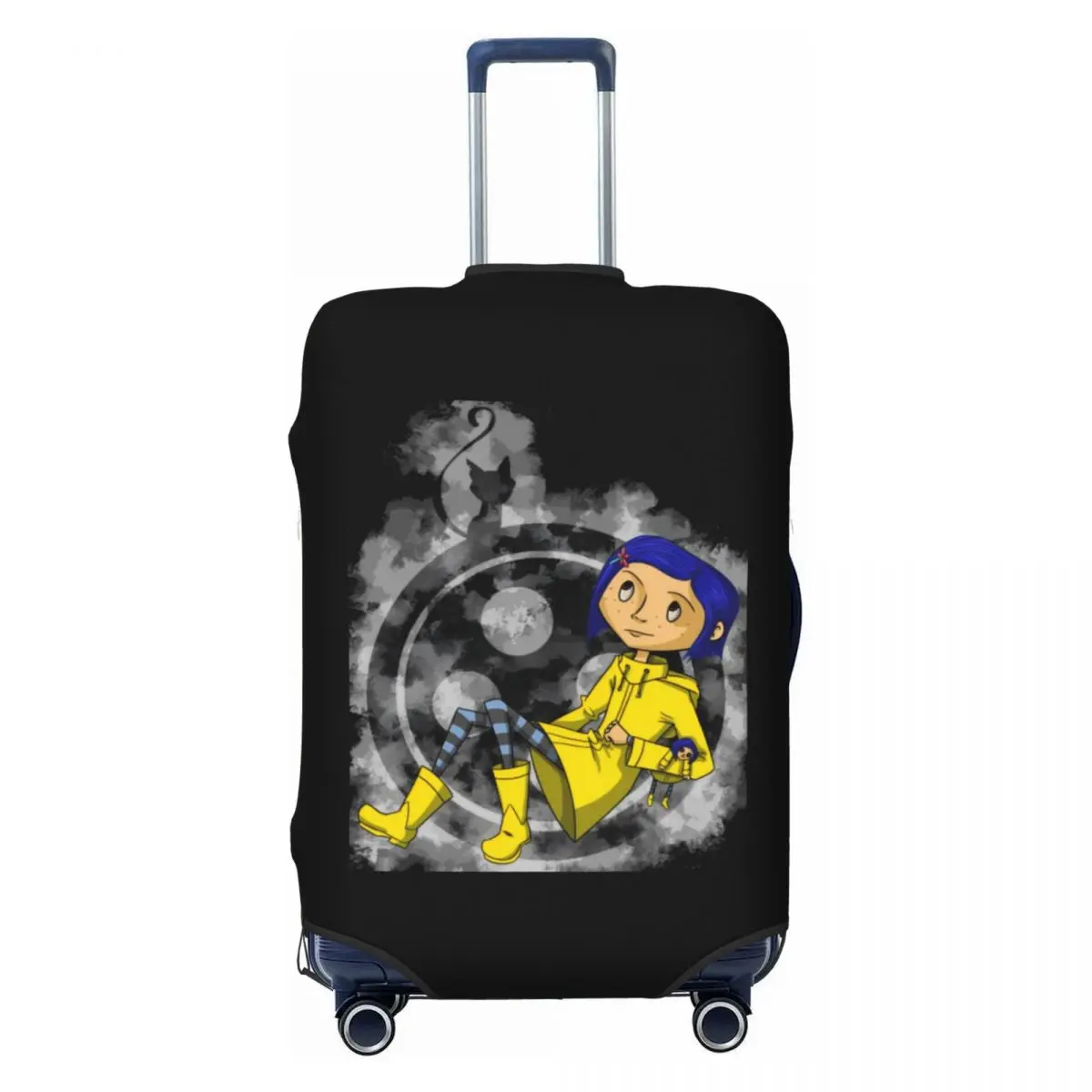

Custom Coraline Luggage Cover Elastic Halloween Horror Movie Travel Suitcase Protective Covers Fits 18-32 Inch